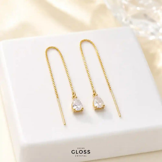 Aros Azalea Crystal Circón Colgante Baño de Oro 18k