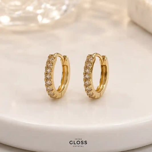 Aros Mini Argolla Doble Cintillo Ignacia Baño de Oro 18k