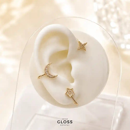 Aro Estelar Ear Cuff Derecho Baño de Oro 18k