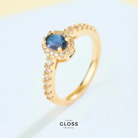 Anillo Azalea Zafiro baño oro 18k - Joyas Gloss Crystal