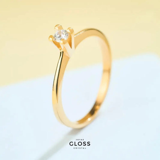 Anillo Compromiso Lilibeth Baño de Oro 18k. - Joyas Gloss Crystal