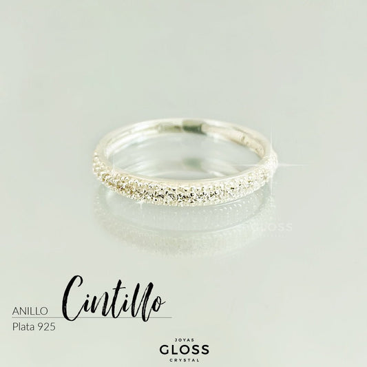 Anillo Medio Cintillo Plata Circón - Joyas Gloss Crystal