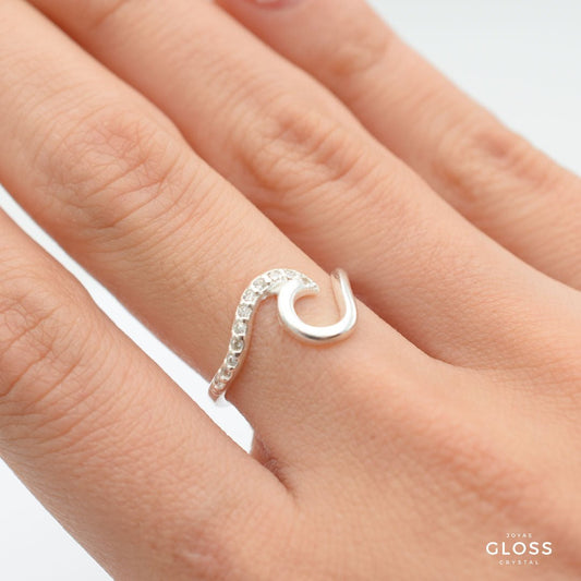 Anillo Ola Plata Circón - Joyas Gloss Crystal