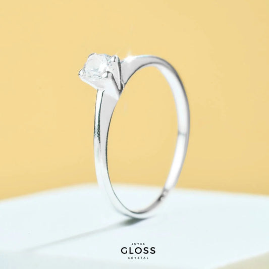 Anillo Solitario Linda Plata 925 - Joyas Gloss Crystal