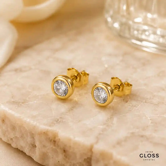 Aros Alejandría Medium Crystal Oro - Joyas Gloss Crystal