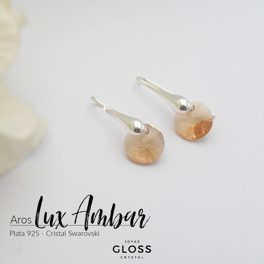 Aros Lux Ambar Plata - Joyas Gloss Crystal