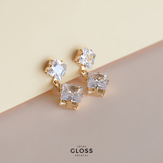 Aros Princesa Baño Oro - Joyas Gloss Crystal