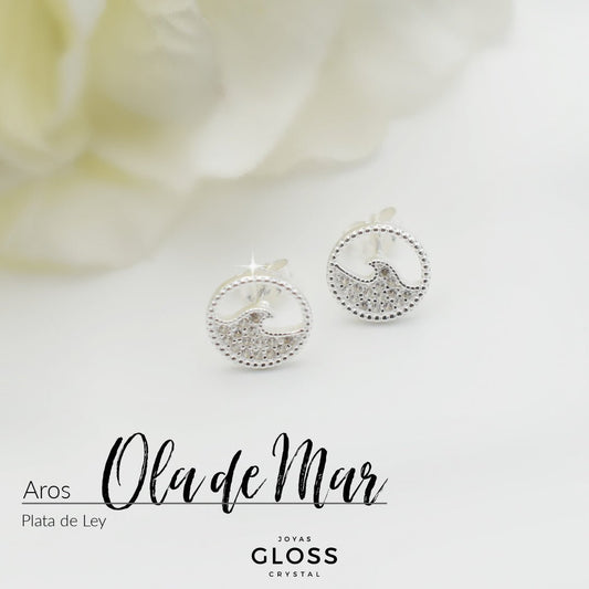 Aros Punto Luz Plata Ola de Mar - Joyas Gloss Crystal