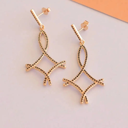 Aros Witch Enchape de Oro 18k - Joyas Gloss Crystal