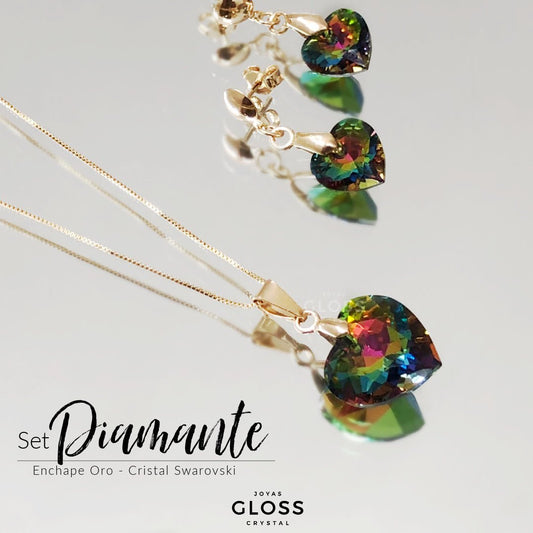 Collar Corazón Titanic Vitrail Medium Baño de Oro - Joyas Gloss Crystal