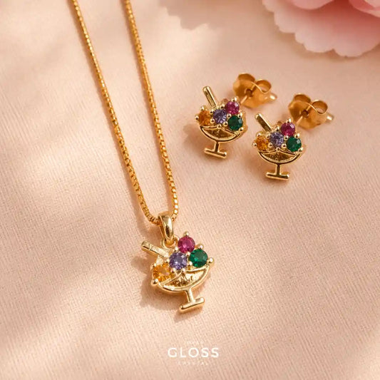 Conjunto Niña Yummy Baño de Oro 18k