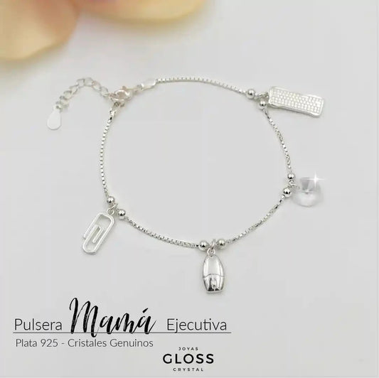 Pulsera Plata 925 Mamá Ejecutiva - Joyas Gloss Crystal