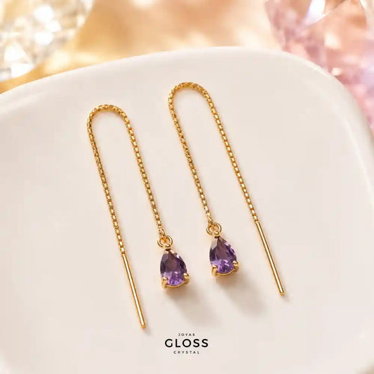 Aros Azalea Amatista Circón Colgante Baño de Oro