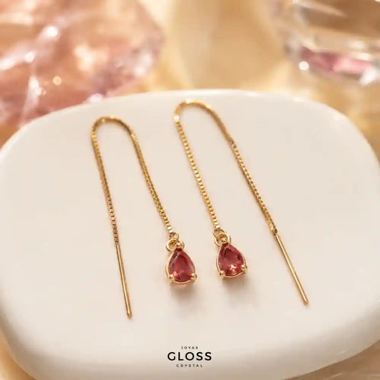 Aros Azalea Rubí Circón Colgante Baño de Oro 18k