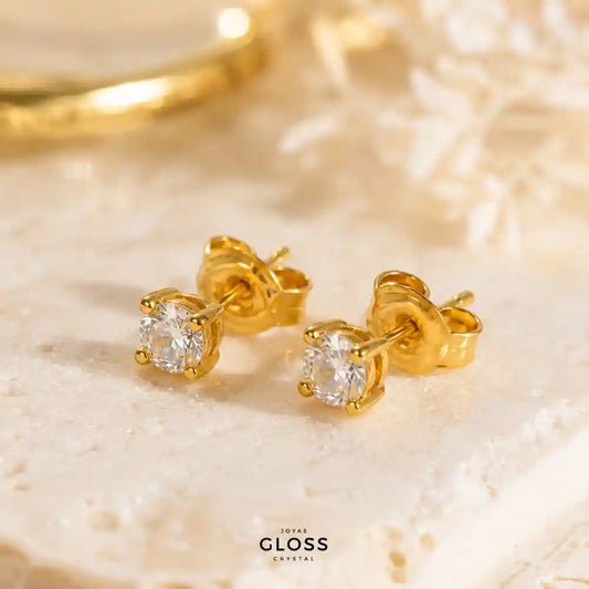 Aros Niña Lucila Crystal Baño de Oro 18k