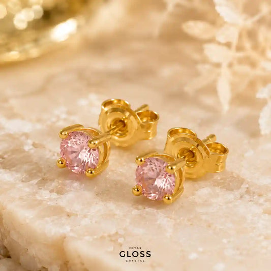 Aros Niña Lucila Rosé Baño de Oro 18k