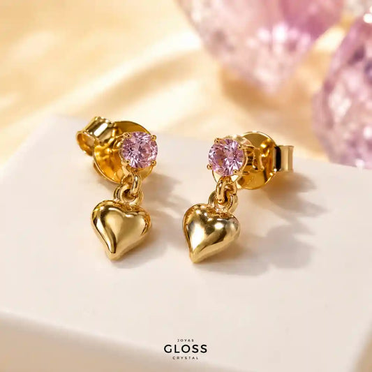 Aros Niña Sweet Heart Baño de Oro 18k