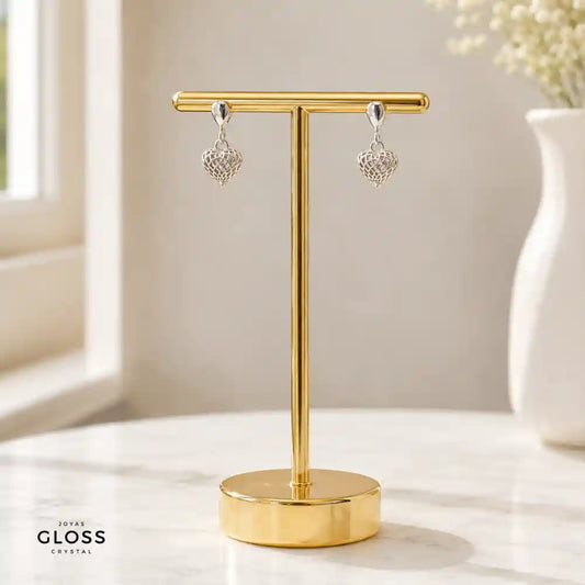 Aros Pequeño Corazón Malla Plata