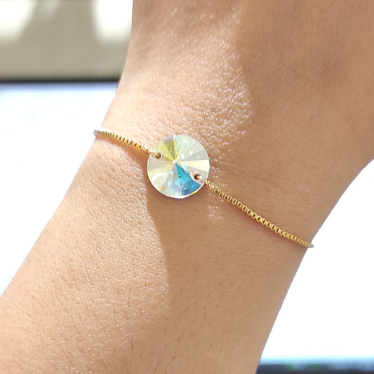 Pulsera Boreal Ajustable Oro Cristal Genuino