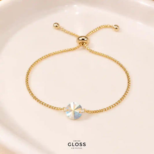 Pulsera Boreal Ajustable Oro Cristal Genuino