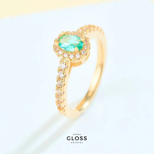 Anillo Azalea Esmeralda baño oro 18k - Joyas Gloss Crystal