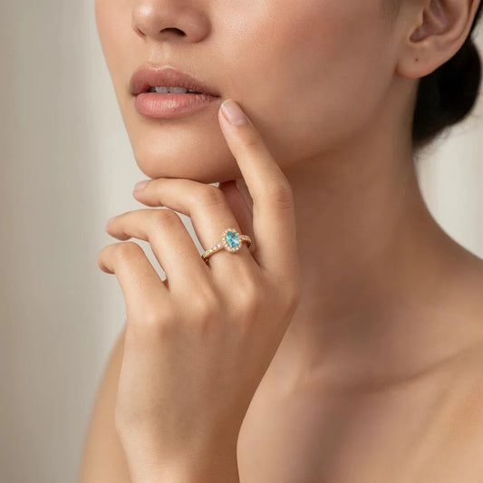 Anillo Azalea Turquesa baño oro 18k - Joyas Gloss Crystal