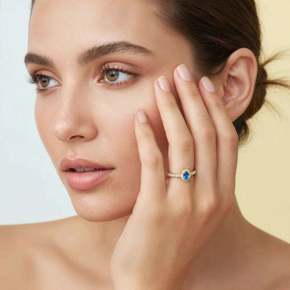 Anillo Azalea Zafiro baño oro 18k - Joyas Gloss Crystal
