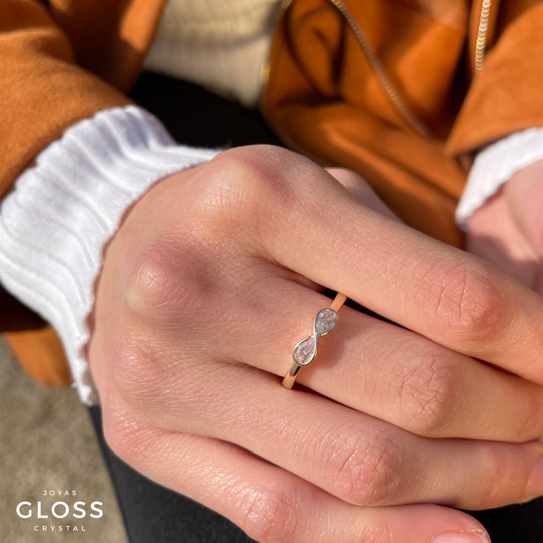 Anillo Cinta enchape Oro 18k - Joyas Gloss Crystal