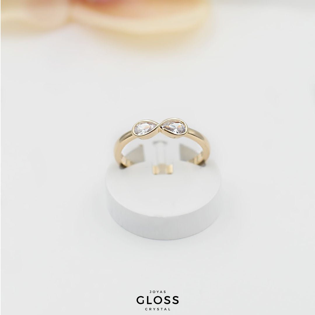 Anillo Cinta enchape Oro 18k - Joyas Gloss Crystal