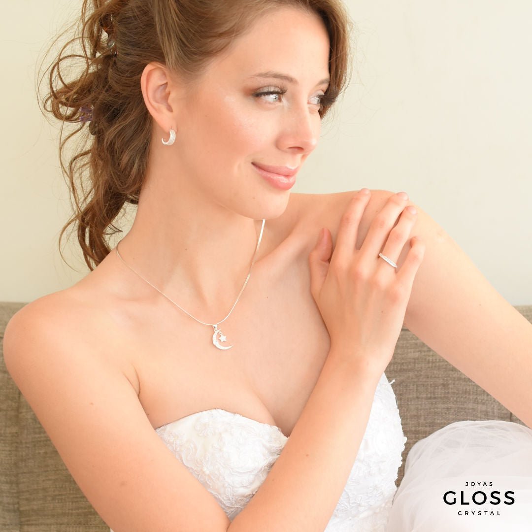 Anillo Compromiso Medio Cintillo Circón Plata 925 - Joyas Gloss Crystal