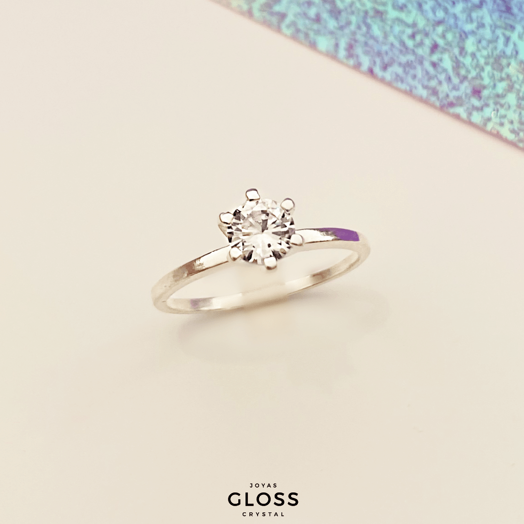 Anillo Compromiso Plata Circón - Joyas Gloss Crystal