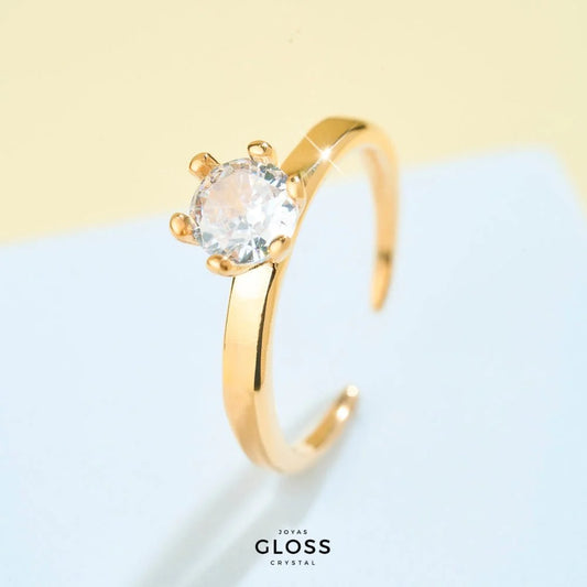 Anillo Gloss Ajustable Baño Oro 18k - Joyas Gloss Crystal