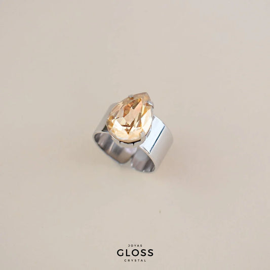 Anillo Gota Grande - Ambar Rodinado - Joyas Gloss Crystal