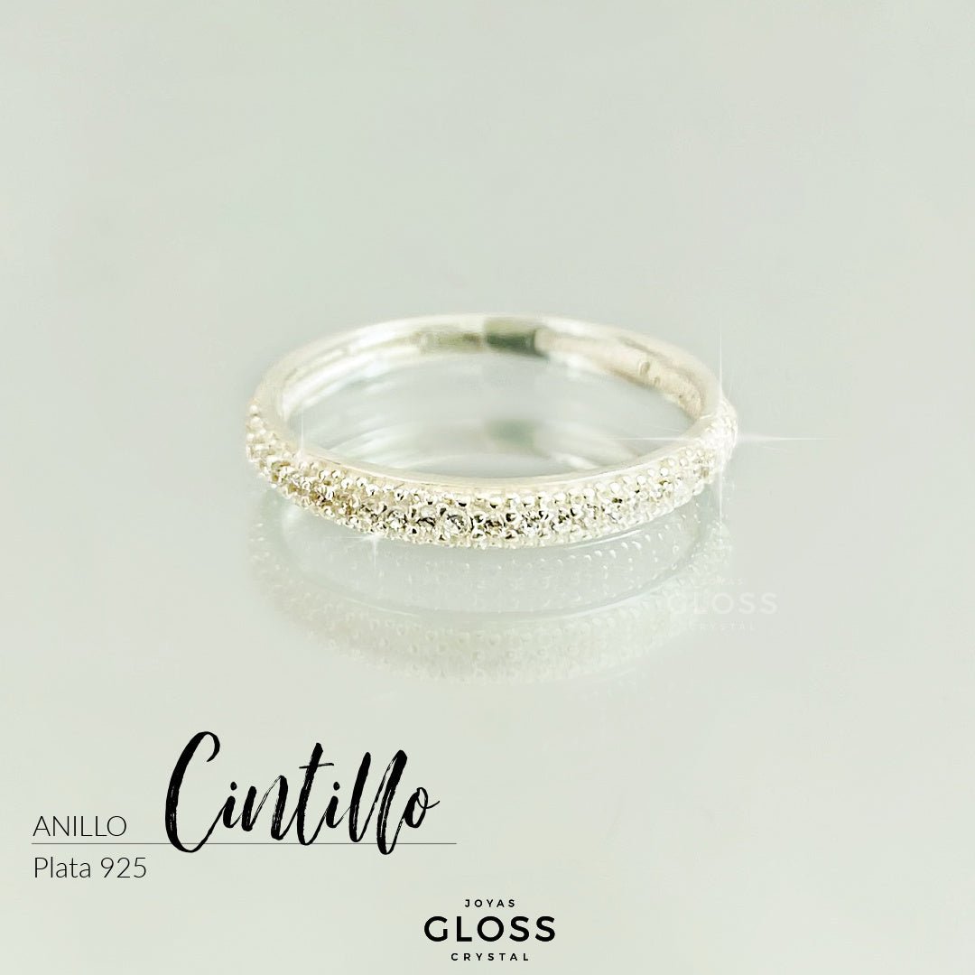 Anillo Medio Cintillo Plata Circón - Joyas Gloss Crystal