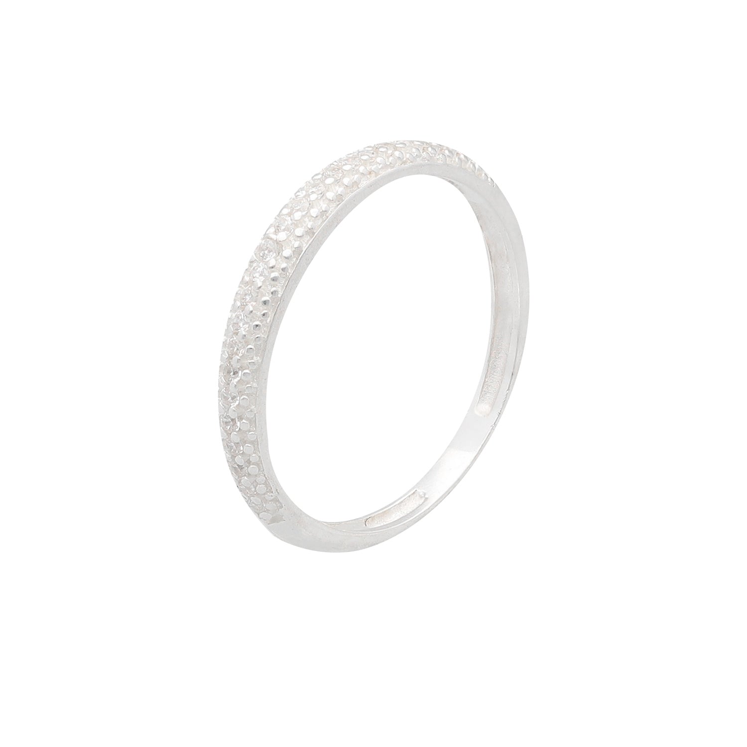 Anillo Medio Cintillo Plata Circón - Joyas Gloss Crystal