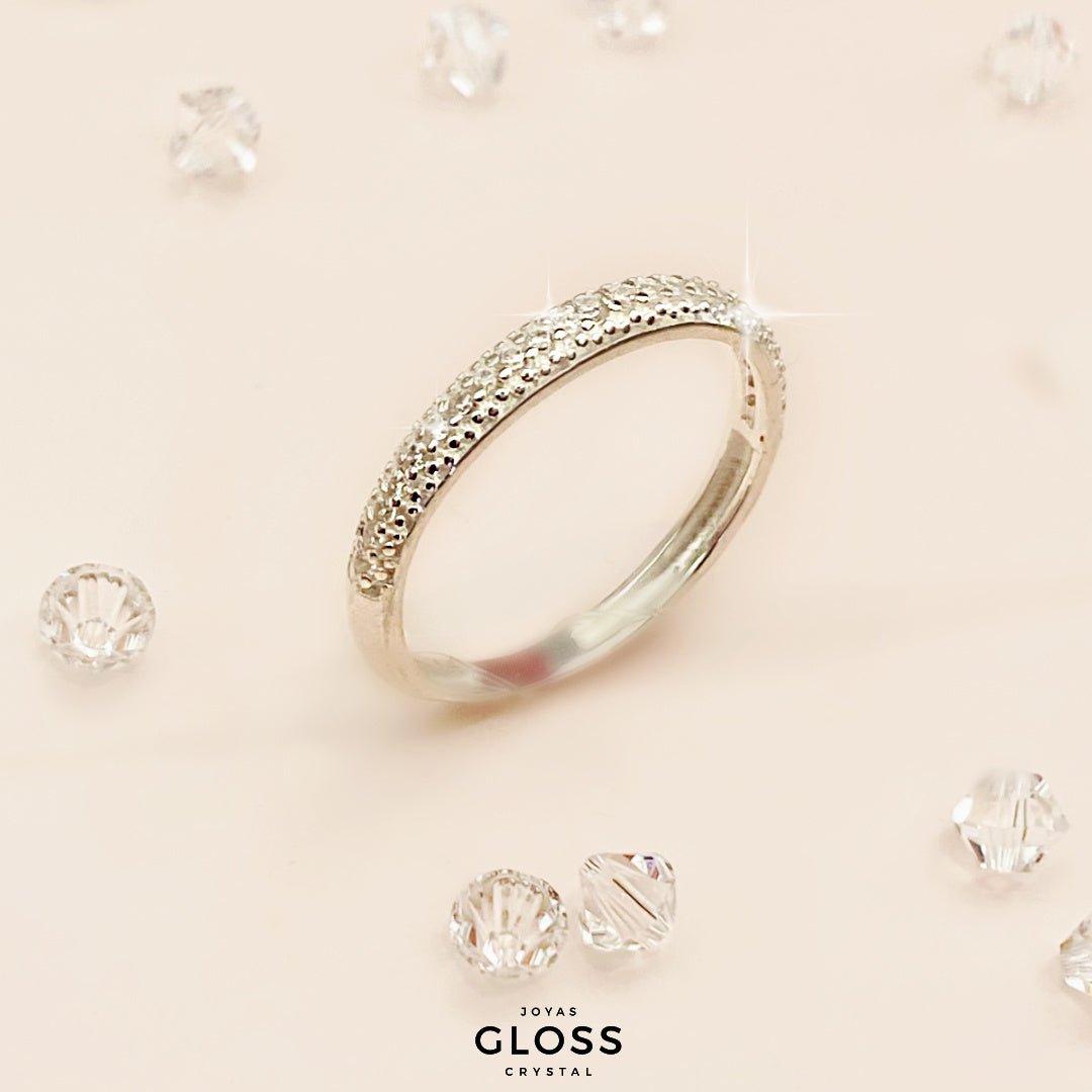 Anillo Medio Cintillo Plata Circón - Joyas Gloss Crystal