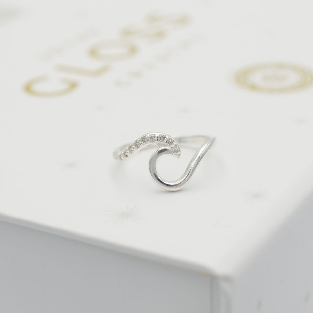 Anillo Ola Plata Circón - Joyas Gloss Crystal