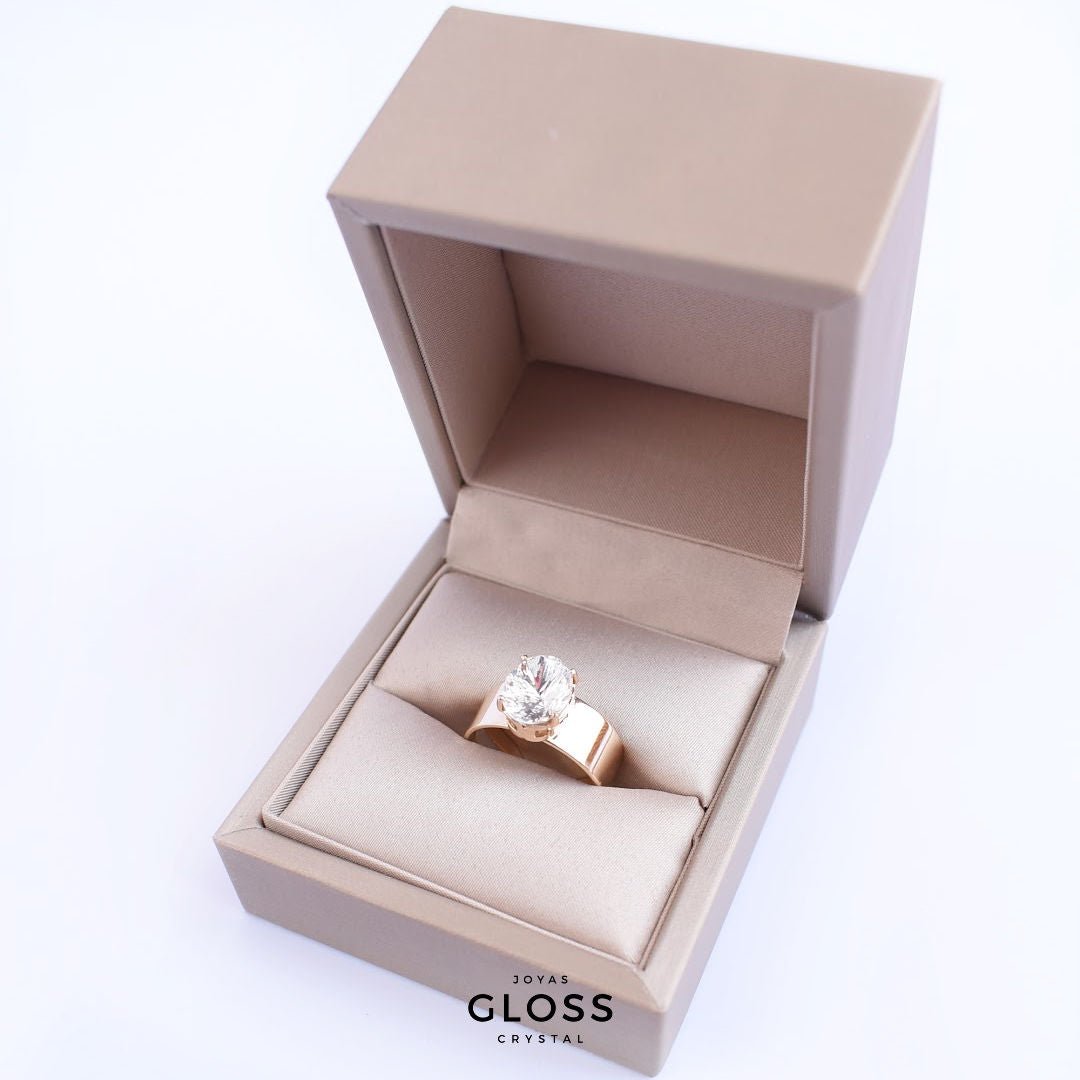 Anillo Ovalo Pequeño Crystal Enchape de Oro - Joyas Gloss Crystal