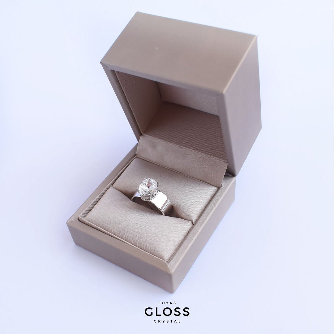 Anillo Ovalo Pequeño Crystal Rodinado - Joyas Gloss Crystal