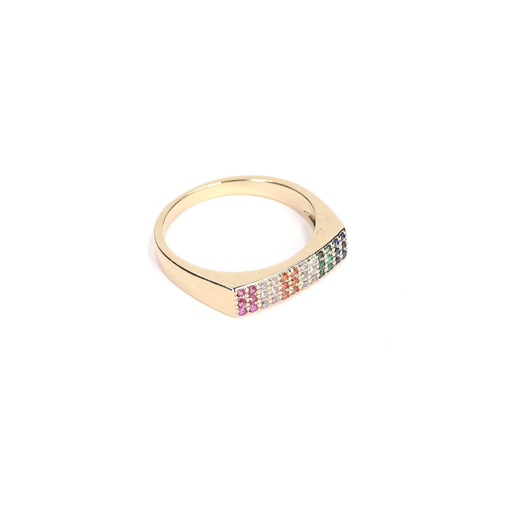Anillo Rainbow Enchape Oro 18k. - Joyas Gloss Crystal