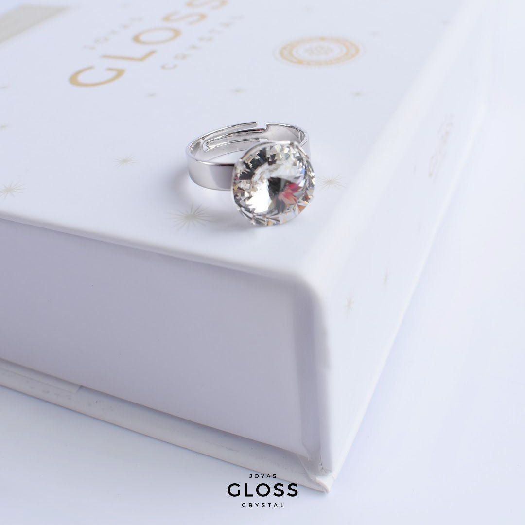 Anillo Rivoli Grande Crystal Rodinado - Joyas Gloss Crystal