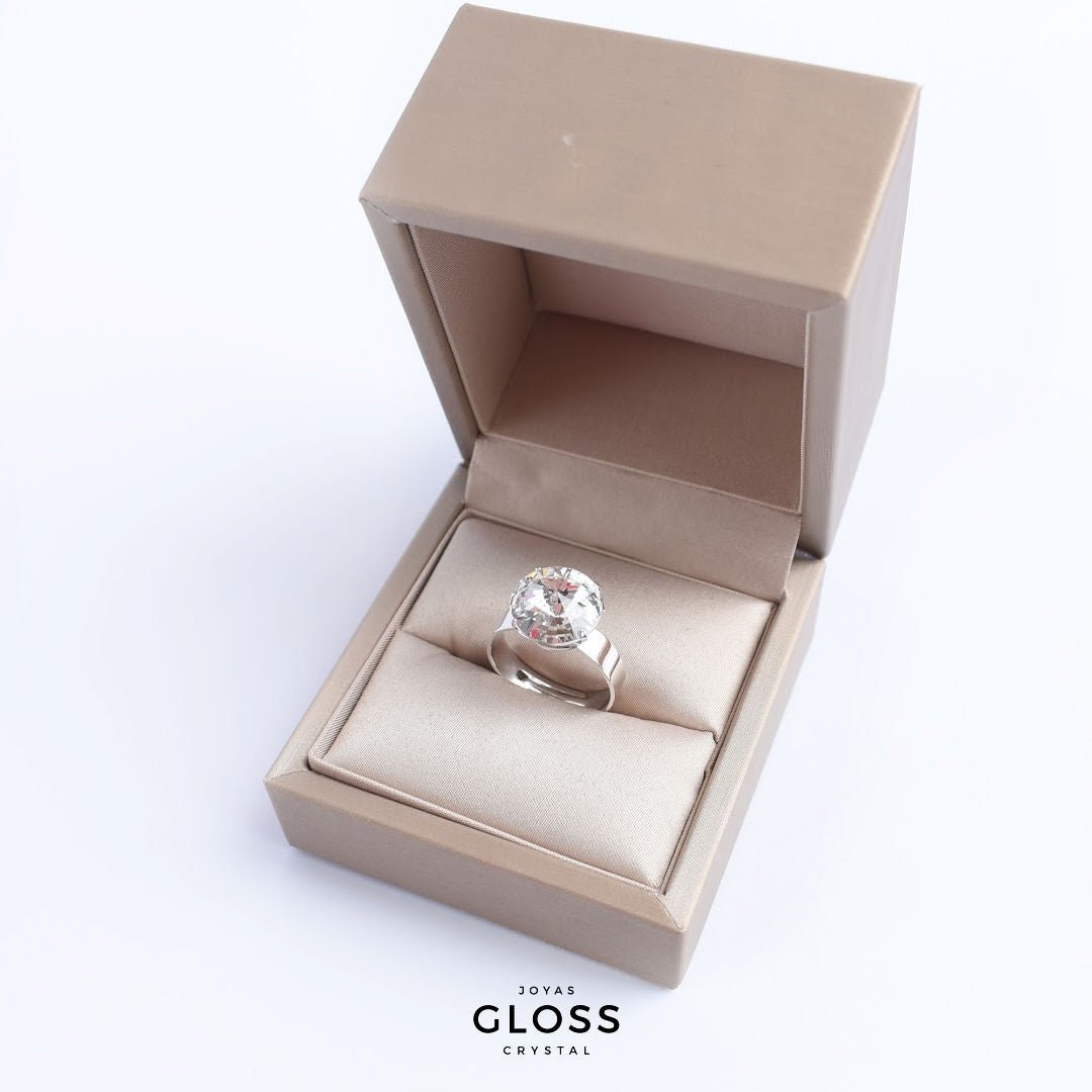 Anillo Rivoli Grande Crystal Rodinado - Joyas Gloss Crystal