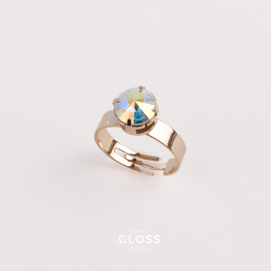 Anillo Rivoli Pequeño Aurora Boreal Baño de Oro - Joyas Gloss Crystal