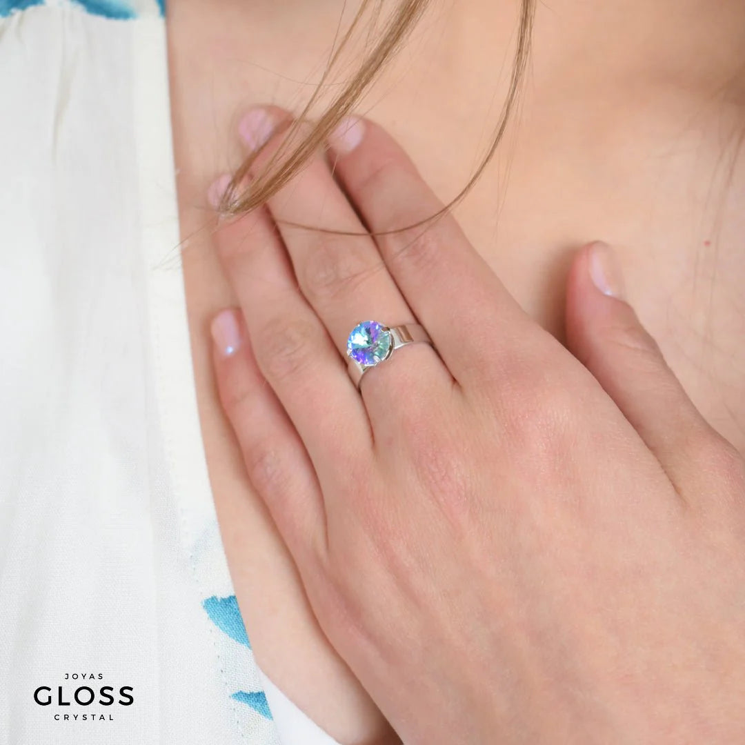 Anillo Rivoli Pequeño Vitrail Light Rodinado - Joyas Gloss Crystal