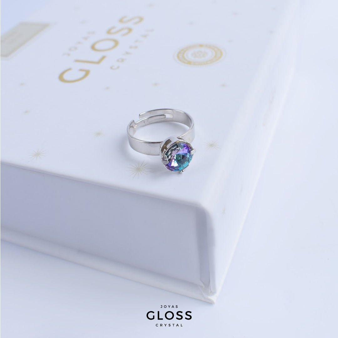 Anillo Rivoli Pequeño Vitrail Light Rodinado - Joyas Gloss Crystal