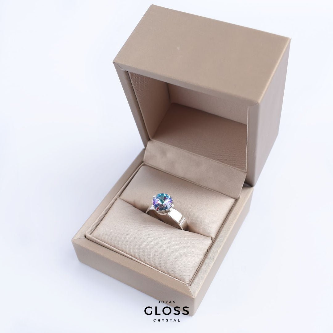 Anillo Rivoli Pequeño Vitrail Light Rodinado - Joyas Gloss Crystal