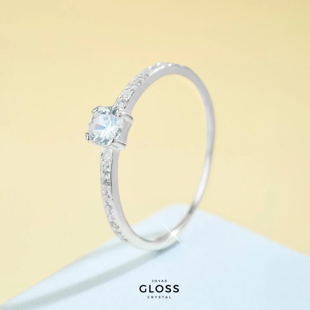 Anillo Solitario Camille Plata 925 - Joyas Gloss Crystal