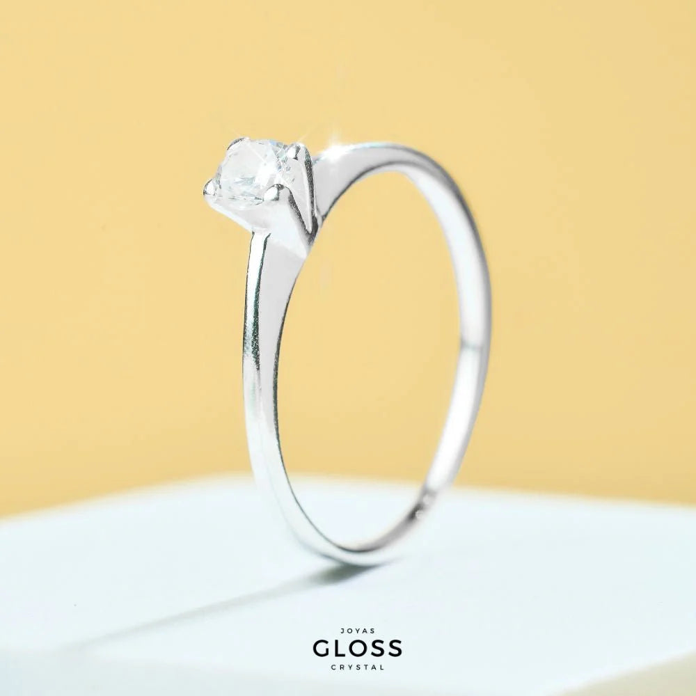 Anillo Solitario Linda Plata 925 - Joyas Gloss Crystal