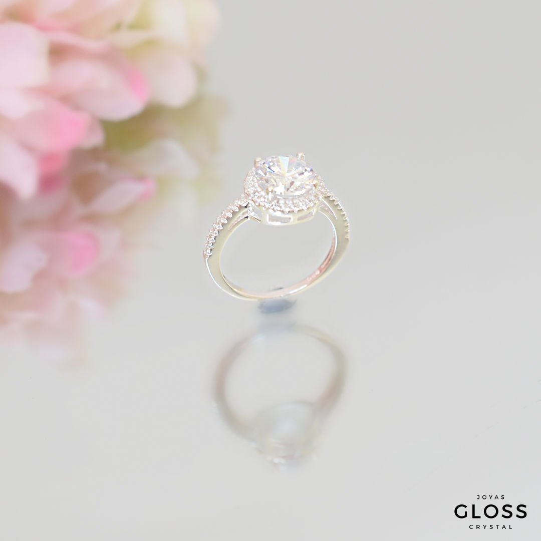 Anillo Solitario Reina Plata 925 - Joyas Gloss Crystal