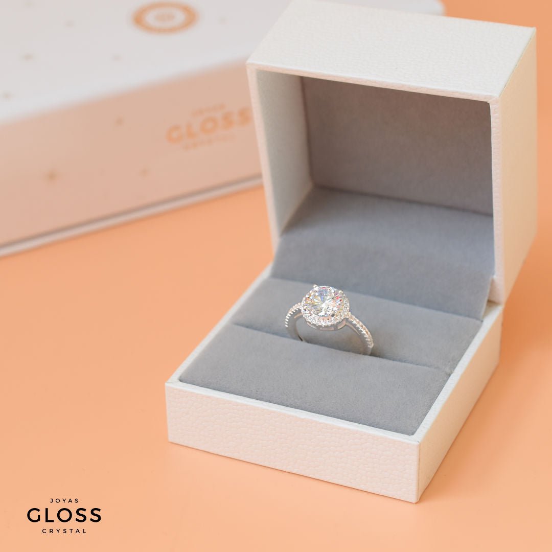 Anillo Solitario Reina Plata 925 - Joyas Gloss Crystal